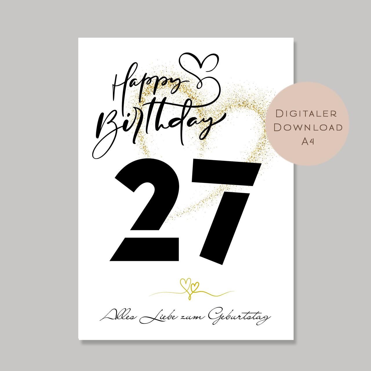 Geldgeschenk zum 27. Geburtstag Geld schenken Geschenk Gutschein Geburtstagsgeschenk Wunscherfüller zum sofort ausdrucken download PDF A4