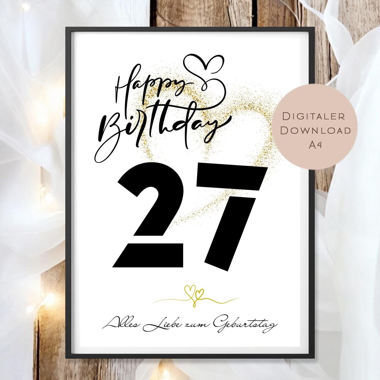 Geldgeschenk zum 27. Geburtstag Geld schenken Geschenk Gutschein Geburtstagsgeschenk Wunscherfüller zum sofort ausdrucken download PDF A4