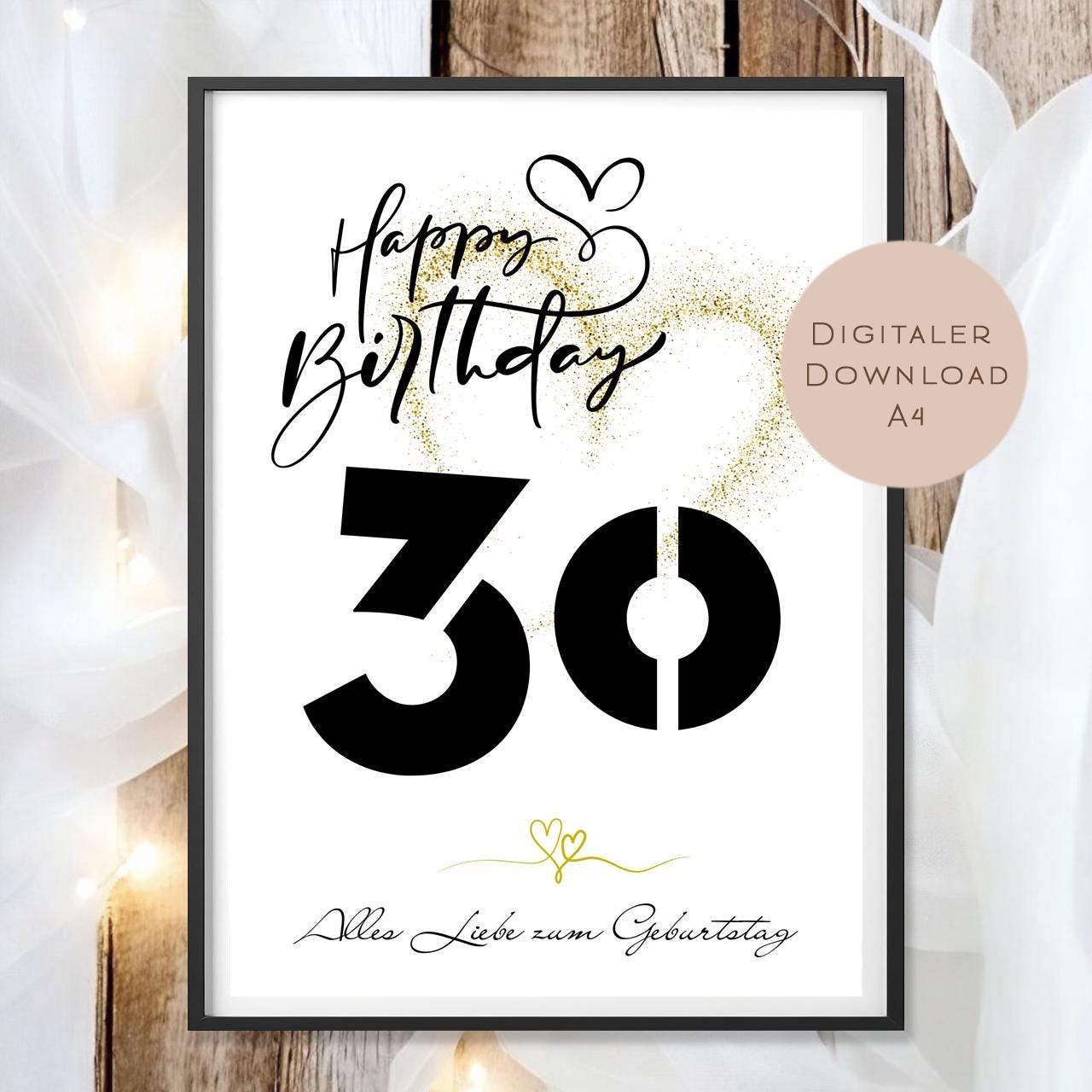 Geldgeschenk zum 30. Geburtstag Geld schenken Geschenk Gutschein Geburtstagsgeschenk Wunscherfüller zum sofort ausdrucken download PDF A4