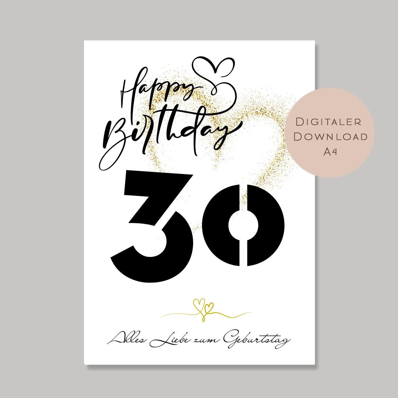 Geldgeschenk zum 30. Geburtstag Geld schenken Geschenk Gutschein Geburtstagsgeschenk Wunscherfüller zum sofort ausdrucken download PDF A4
