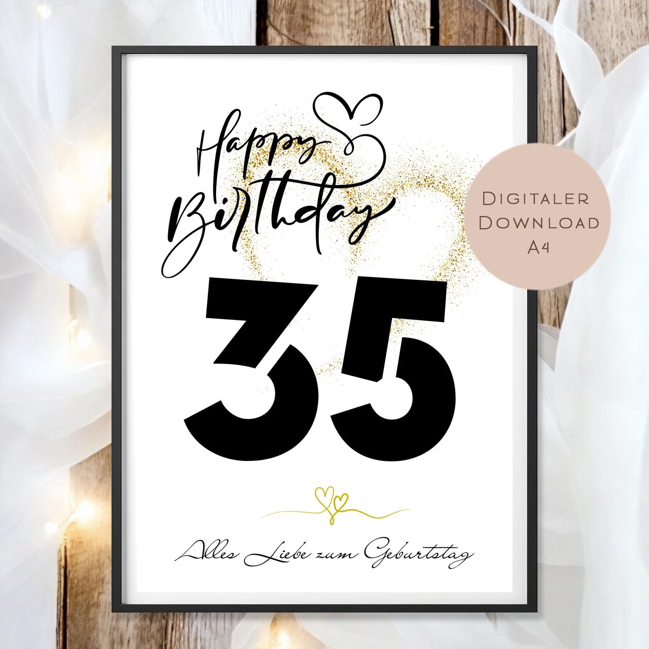 Geldgeschenk zum 35. Geburtstag Geld schenken Geschenk Gutschein Geburtstagsgeschenk Wunscherfüller zum sofort ausdrucken download PDF A4