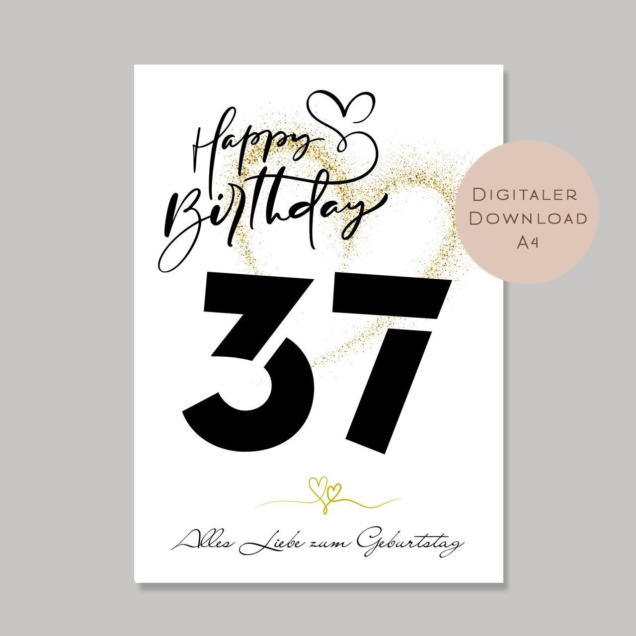 Geldgeschenk zum 37. Geburtstag Geld schenken Geschenk Gutschein Geburtstagsgeschenk Wunscherfüller zum sofort ausdrucken download PDF A4