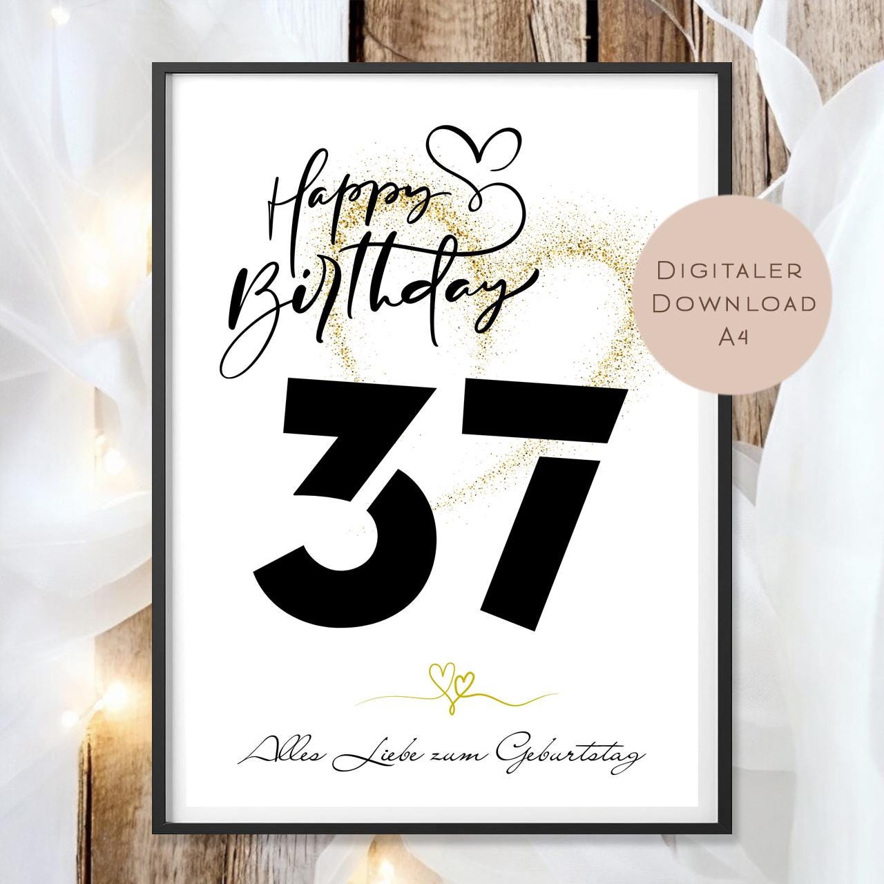 Geldgeschenk zum 37. Geburtstag Geld schenken Geschenk Gutschein Geburtstagsgeschenk Wunscherfüller zum sofort ausdrucken download PDF A4