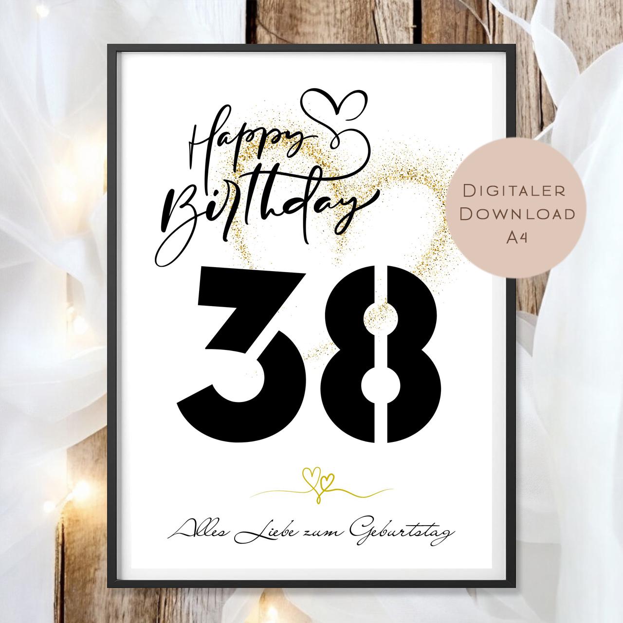 Geldgeschenk zum 38. Geburtstag Geld schenken Geschenk Gutschein Geburtstagsgeschenk Wunscherfüller zum sofort ausdrucken download PDF A4