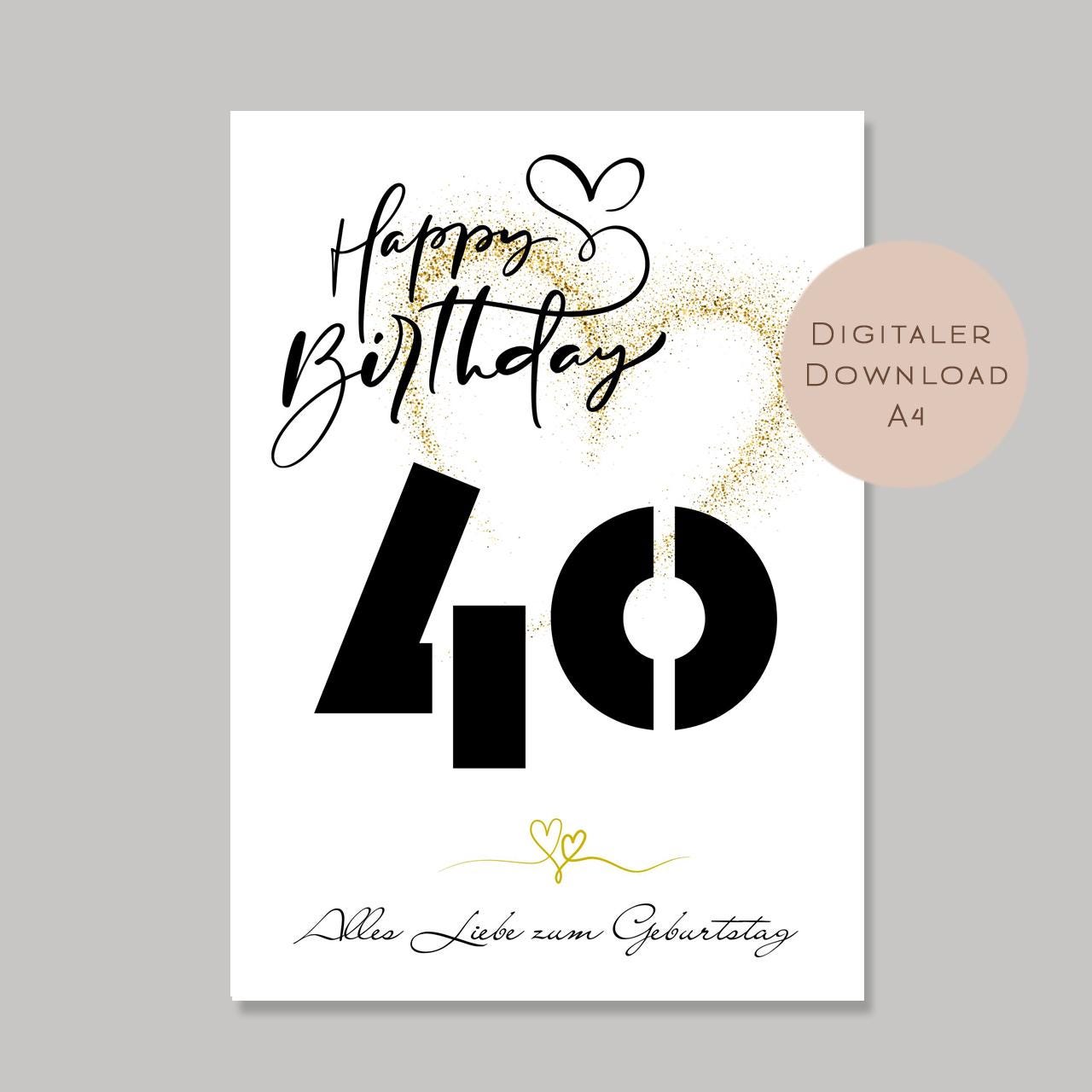 Geldgeschenk zum 40. Geburtstag Geld schenken Geschenk Gutschein Geburtstagsgeschenk Wunscherfüller zum sofort ausdrucken download PDF A4