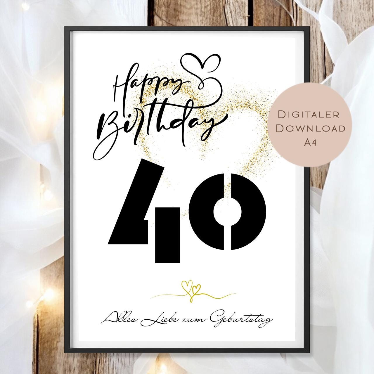 Geldgeschenk zum 40. Geburtstag Geld schenken Geschenk Gutschein Geburtstagsgeschenk Wunscherfüller zum sofort ausdrucken download PDF A4