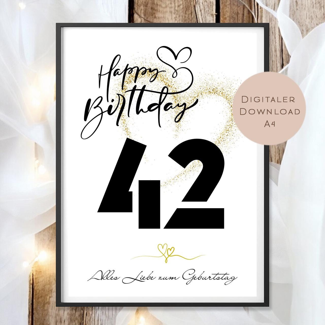 Geldgeschenk zum 42. Geburtstag Geld schenken Geschenk Gutschein Geburtstagsgeschenk Wunscherfüller zum sofort ausdrucken download PDF A4