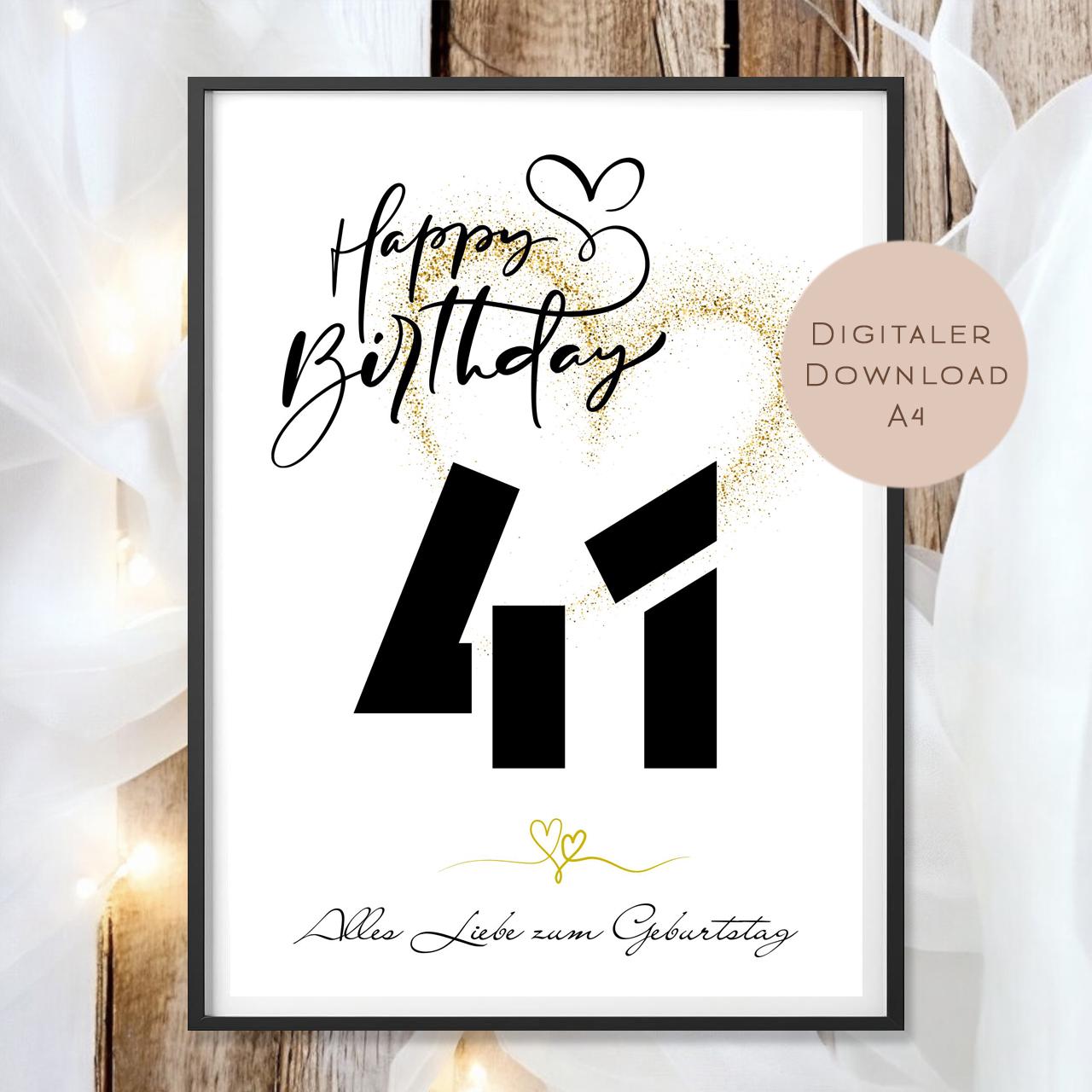 Geldgeschenk zum 41. Geburtstag Geld schenken Geschenk Gutschein Geburtstagsgeschenk Wunscherfüller zum sofort ausdrucken download PDF A4