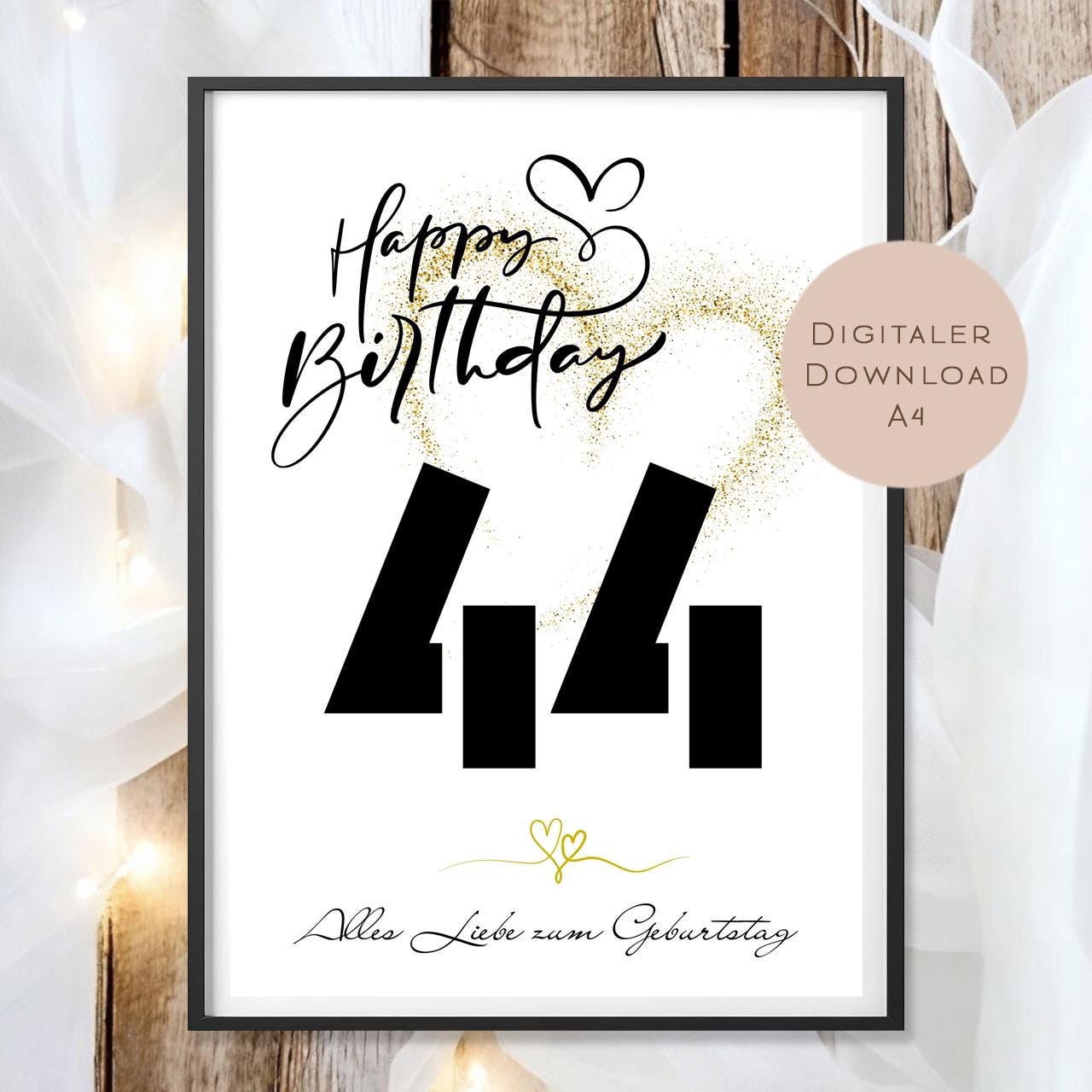 Geldgeschenk zum 44. Geburtstag Geld schenken Geschenk Gutschein Geburtstagsgeschenk Wunscherfüller zum sofort ausdrucken download PDF A4