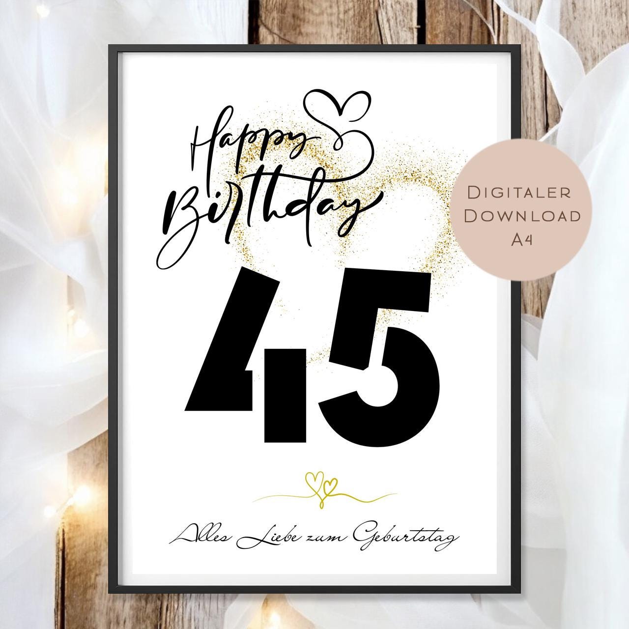 Geldgeschenk zum 45. Geburtstag Geld schenken Geschenk Gutschein Geburtstagsgeschenk Wunscherfüller zum sofort ausdrucken download PDF A4