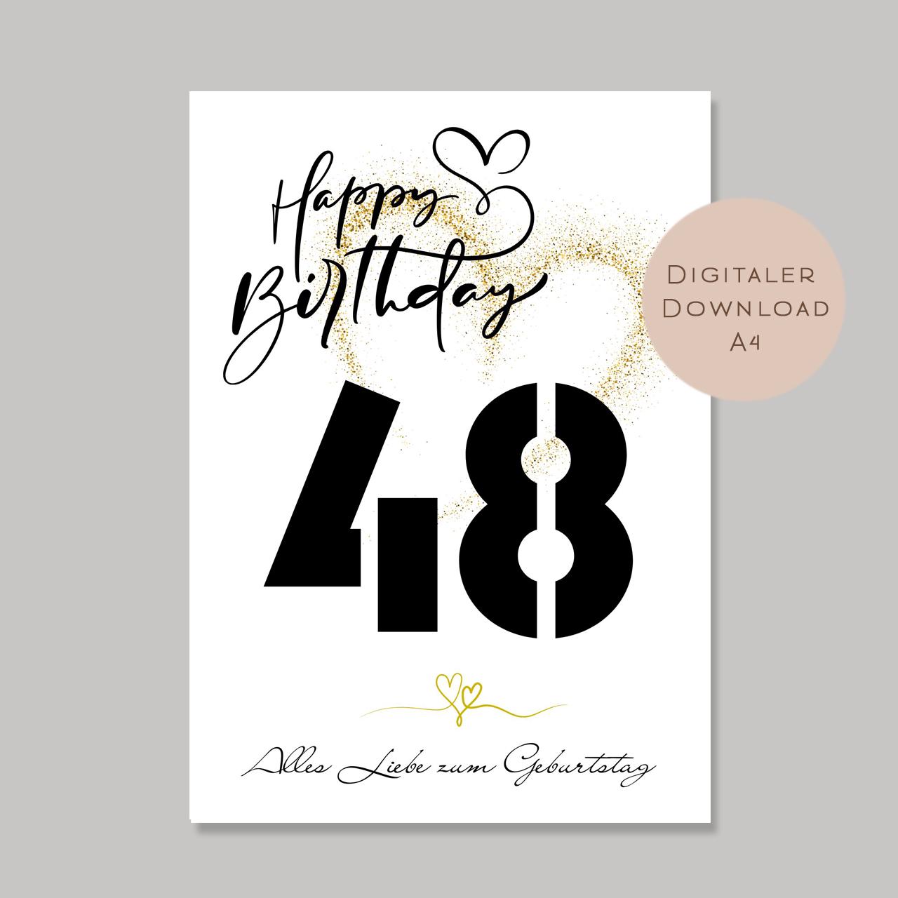 Geldgeschenk zum 48. Geburtstag Geld schenken Geschenk Gutschein Geburtstagsgeschenk Wunscherfüller zum sofort ausdrucken download PDF A4