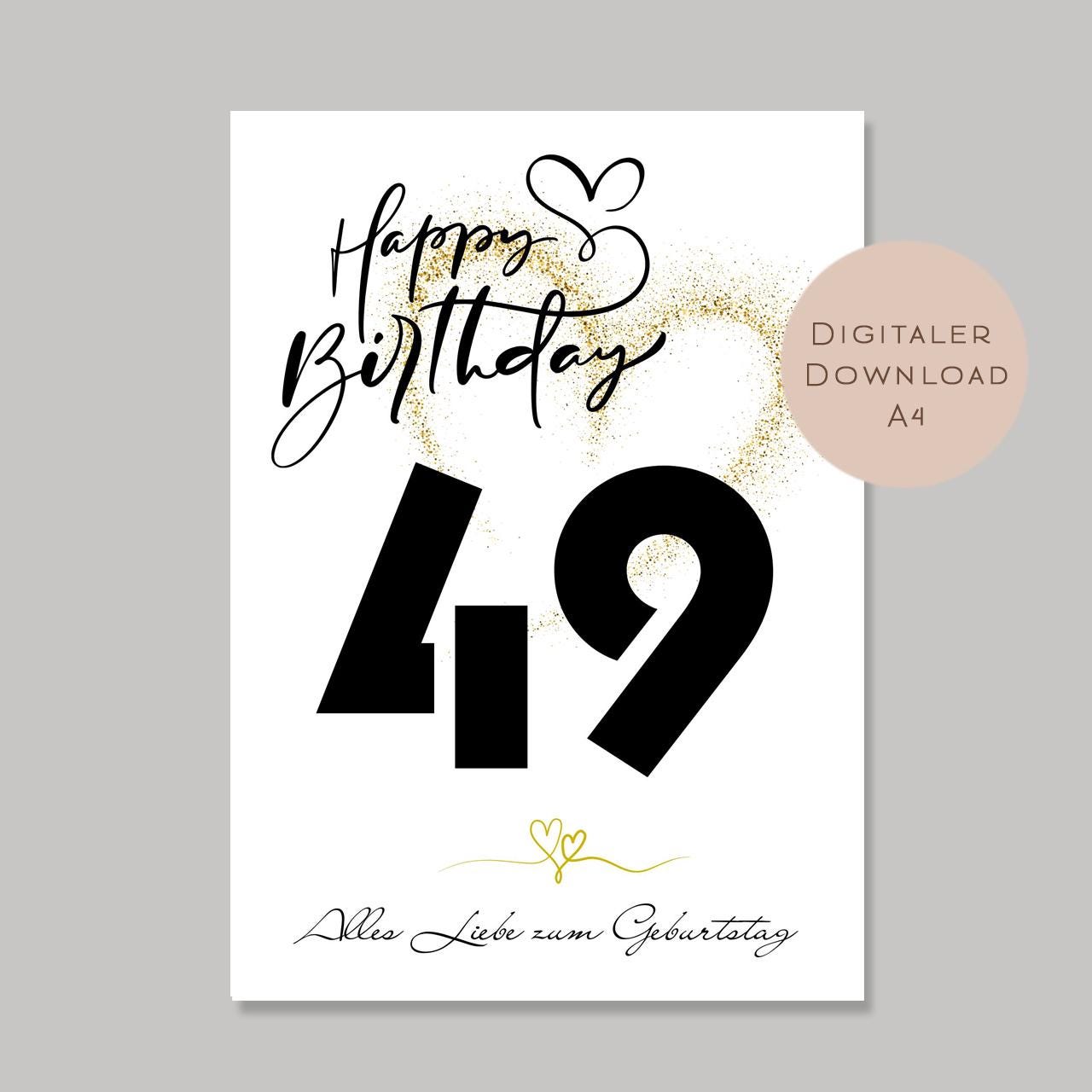 Geldgeschenk zum 49. Geburtstag Geld schenken Geschenk Gutschein Geburtstagsgeschenk Wunscherfüller zum sofort ausdrucken download PDF A4