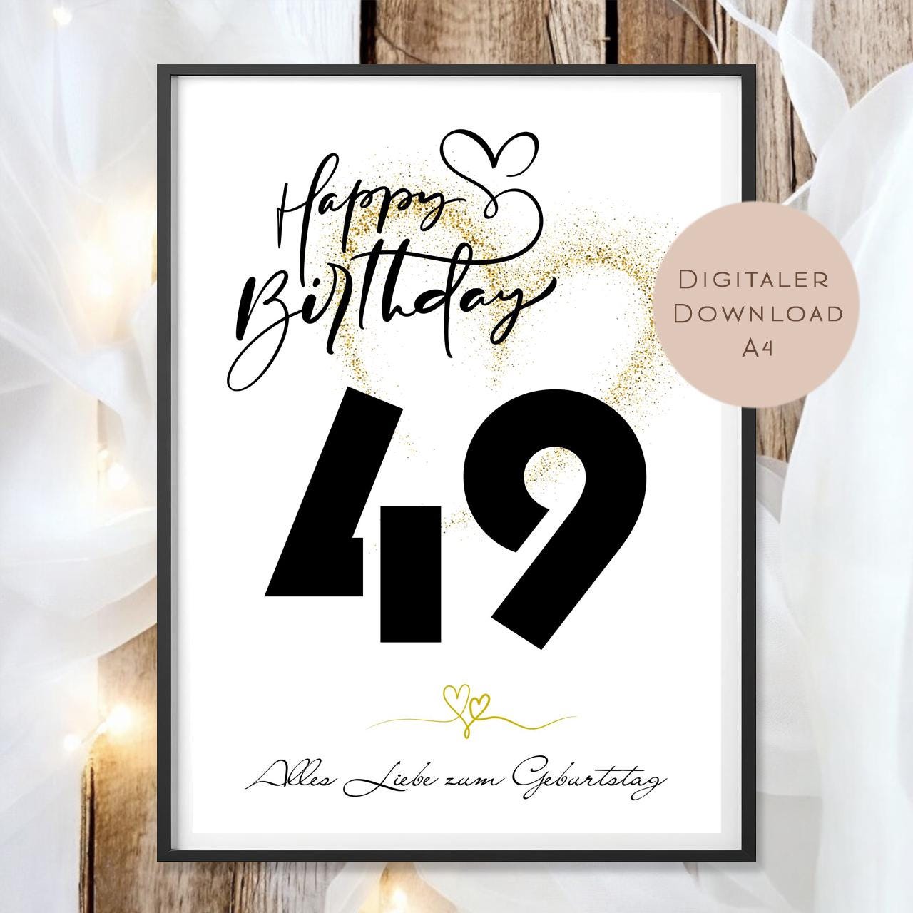 Geldgeschenk zum 49. Geburtstag Geld schenken Geschenk Gutschein Geburtstagsgeschenk Wunscherfüller zum sofort ausdrucken download PDF A4