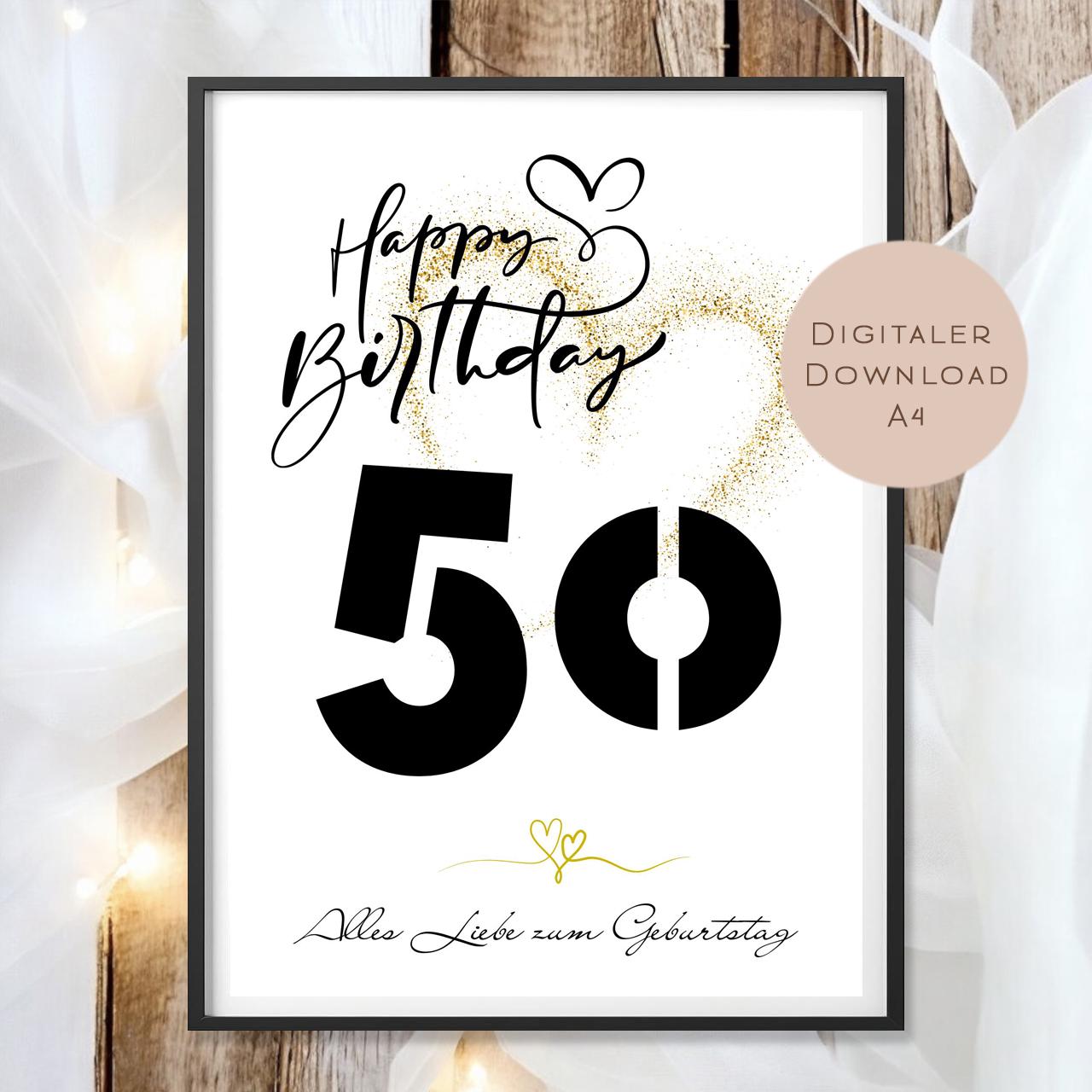 Geldgeschenk zum 50. Geburtstag Geld schenken Geschenk Gutschein Geburtstagsgeschenk Wunscherfüller zum sofort ausdrucken download PDF A4