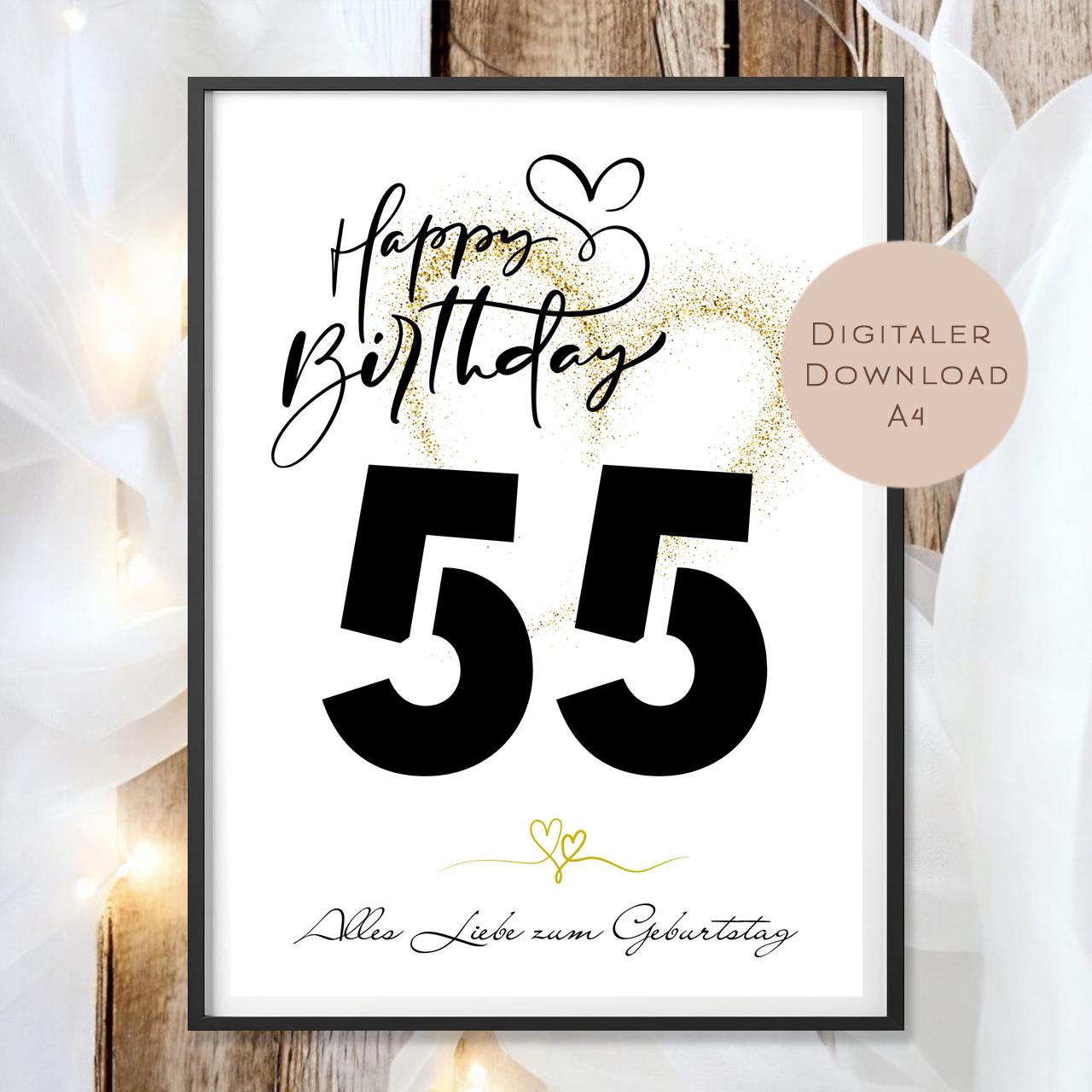 Geldgeschenk zum 55. Geburtstag Geld schenken Geschenk Gutschein Geburtstagsgeschenk Wunscherfüller zum sofort ausdrucken download PDF A4