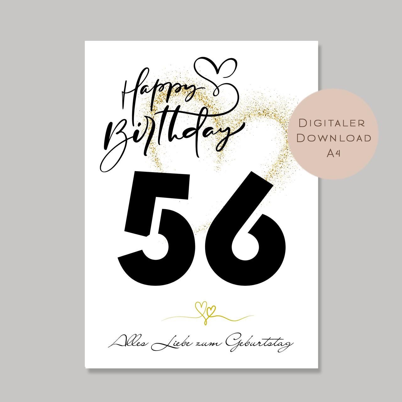 Geldgeschenk zum 56. Geburtstag Geld schenken Geschenk Gutschein Geburtstagsgeschenk Wunscherfüller zum sofort ausdrucken download PDF A4