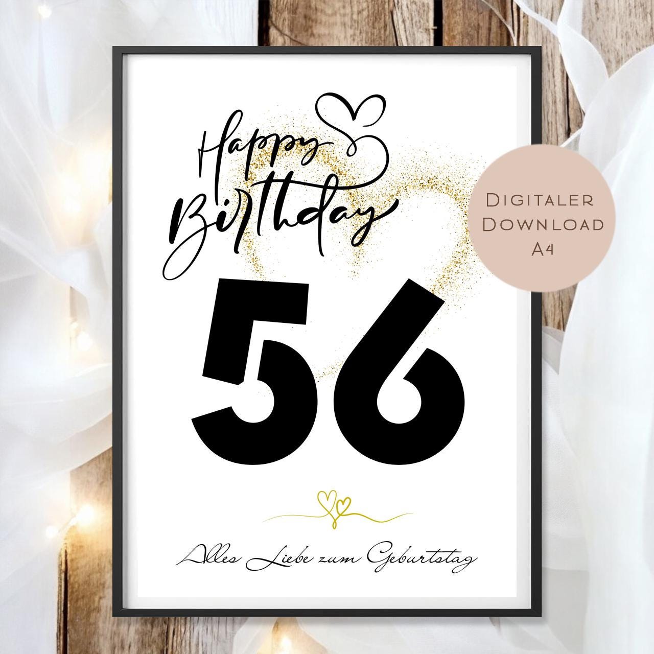 Geldgeschenk zum 56. Geburtstag Geld schenken Geschenk Gutschein Geburtstagsgeschenk Wunscherfüller zum sofort ausdrucken download PDF A4