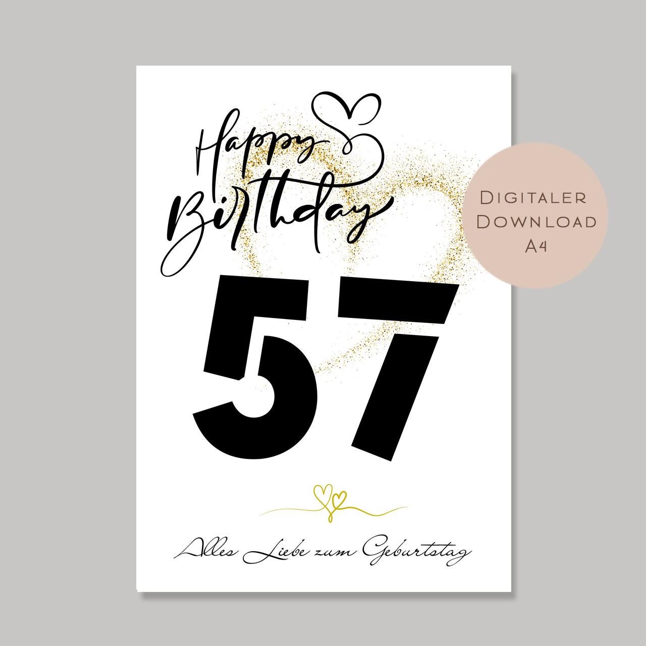 Geldgeschenk zum 57. Geburtstag Geld schenken Geschenk Gutschein Geburtstagsgeschenk Wunscherfüller zum sofort ausdrucken download PDF A4