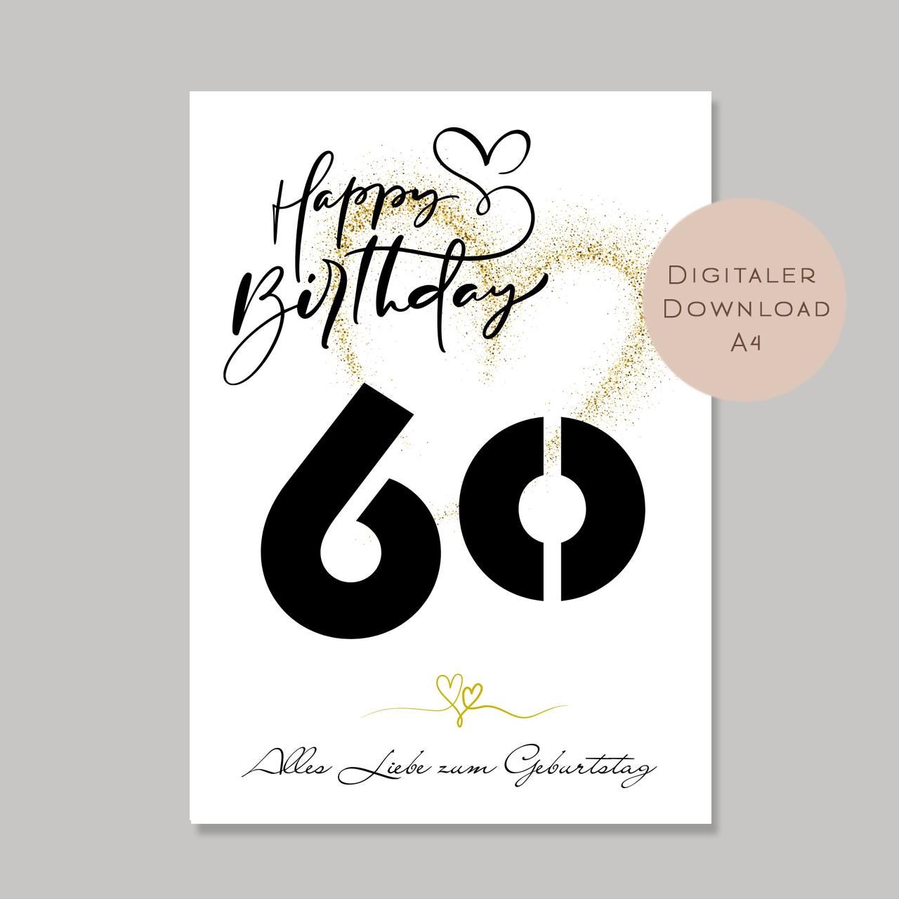 Geldgeschenk zum 60. Geburtstag Geld schenken Geschenk Gutschein Geburtstagsgeschenk Wunscherfüller zum sofort ausdrucken download PDF A4