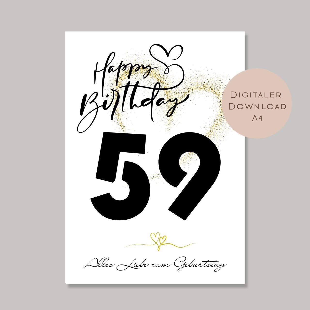 Geldgeschenk zum 59. Geburtstag Geld schenken Geschenk Gutschein Geburtstagsgeschenk Wunscherfüller zum sofort ausdrucken download PDF A4