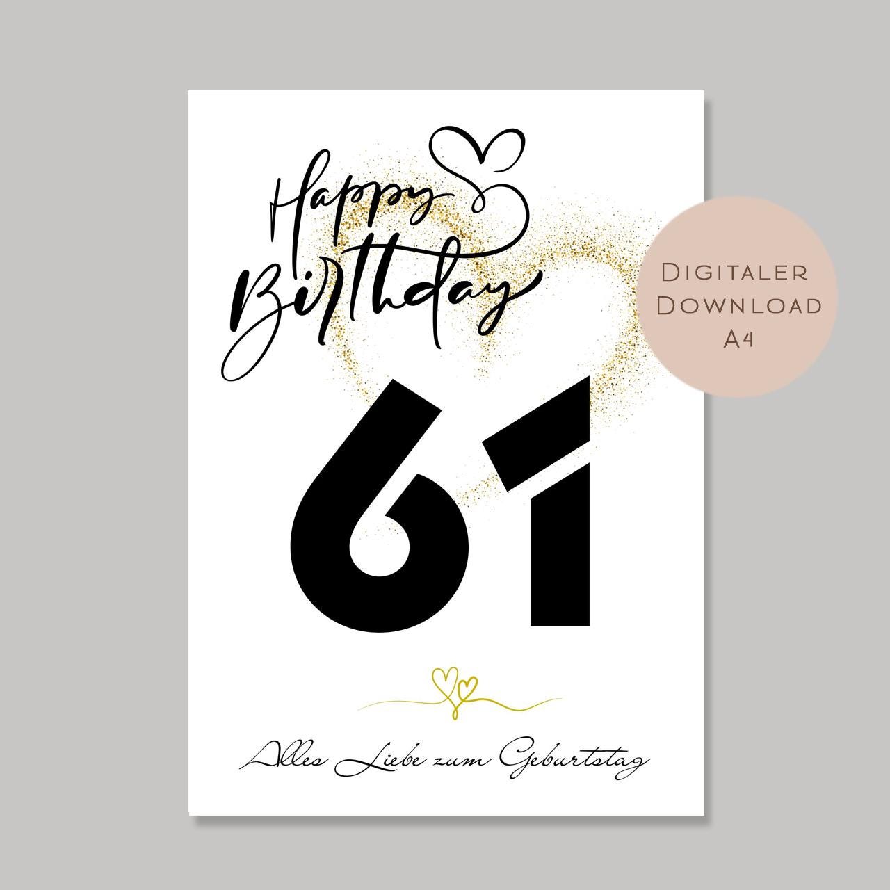 Geldgeschenk zum 61. Geburtstag Geld schenken Geschenk Gutschein Geburtstagsgeschenk Wunscherfüller zum sofort ausdrucken download PDF A4