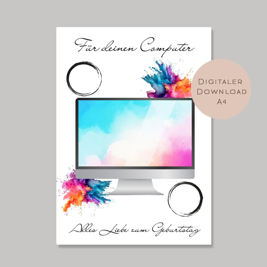 Digital Geburtstag Geldgeschenk Computer PC Gamer Zocker Geld schenken Geschenk Gutschein Geburtstagsgeschenk Wunscherfüller download A4