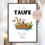 Digital Geldgeschenk Taufe Arche Noah Taufgeschenk personalisiert Name Geld schenken Geschenk Taufpate Gutschein Wunscherfüller download A4