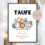 Digital Geldgeschenk Taufe Tiere Taufgeschenk personalisiert mit Name Geld schenken Geschenk Taufpate Gutschein Wunscherfüller download A4