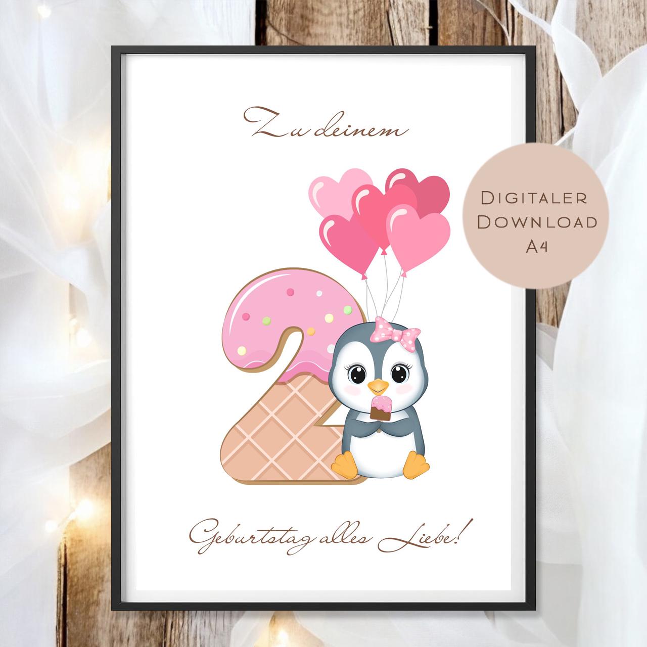 Digital Geldgeschenk 2 Geburtstag zweiter Geburtstag Geld schenken Geschenk Gutschein Geburtstagsgeschenk Wunscherfüller download A4