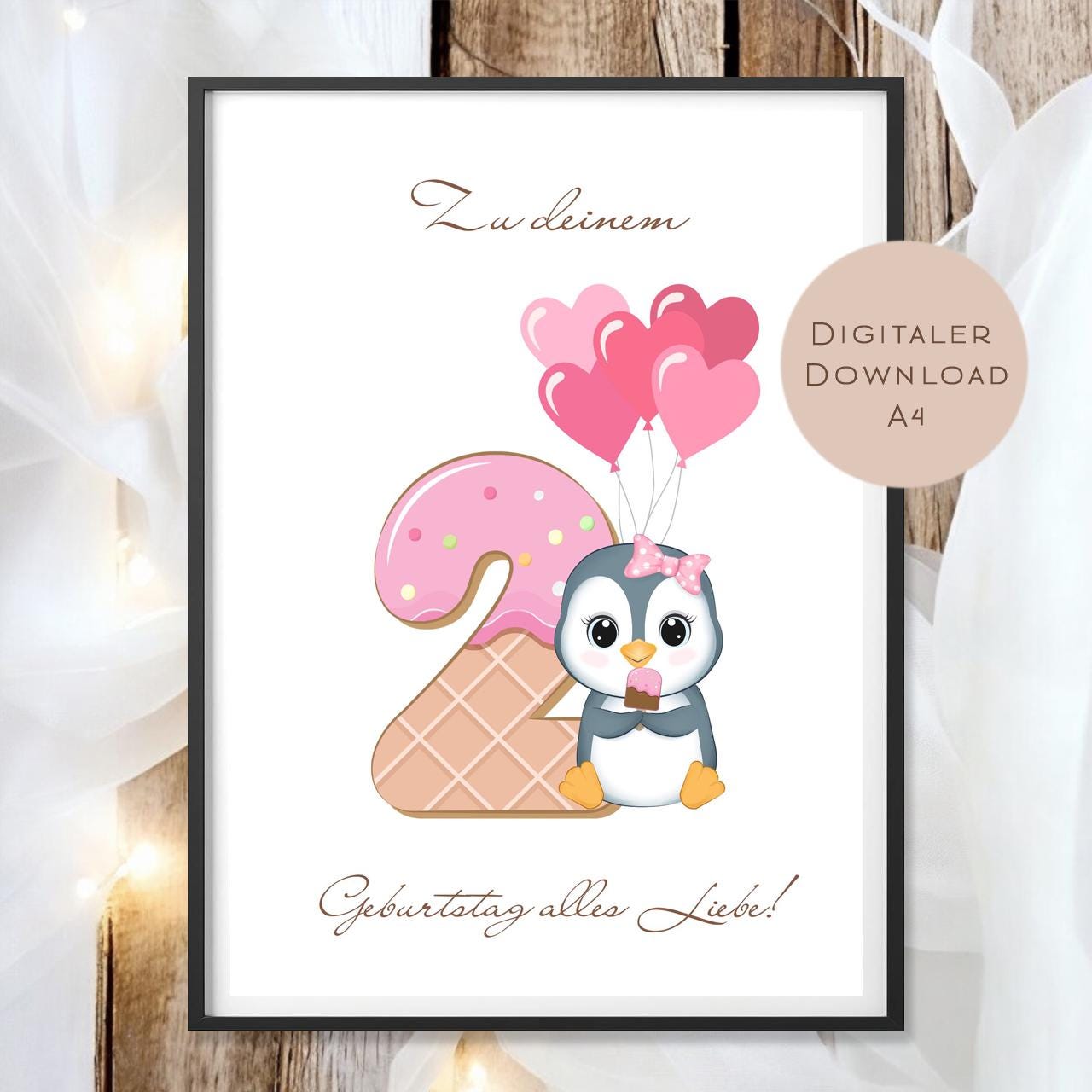 Digital Geldgeschenk 2 Geburtstag zweiter Geburtstag Geld schenken Geschenk Gutschein Geburtstagsgeschenk Wunscherfüller download A4