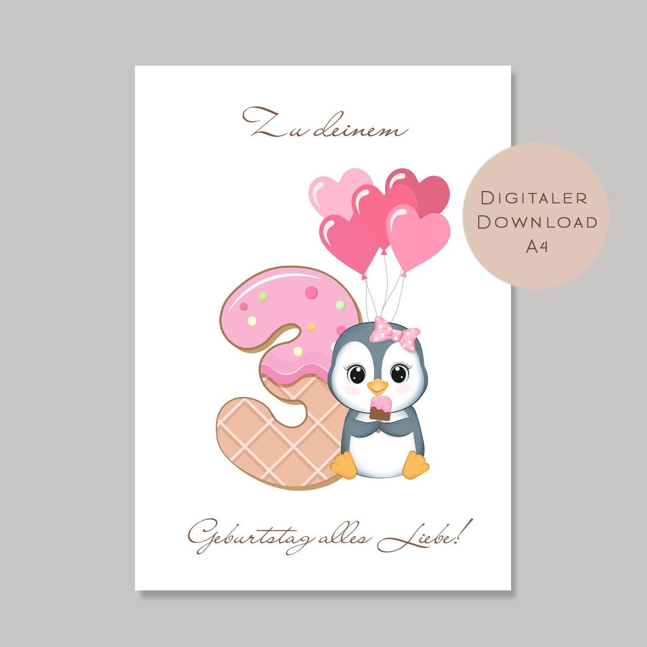 Digital Geldgeschenk 3 Geburtstag dritter Geburtstag Geld schenken Geschenk Gutschein Geburtstagsgeschenk Wunscherfüller download A4