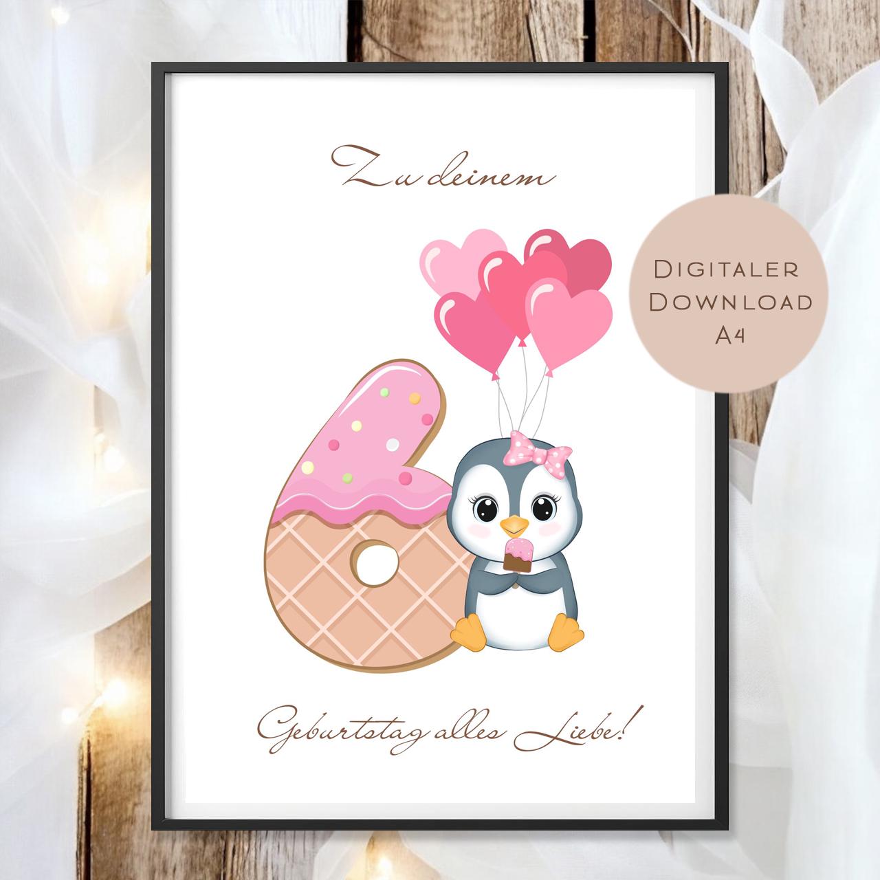 Digital Geldgeschenk 6 Geburtstag sechster Geburtstag Geld schenken Geschenk Gutschein Geburtstagsgeschenk Wunscherfüller download A4