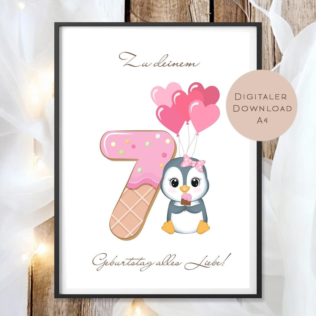 Digital Geldgeschenk 7 Geburtstag siebter Geburtstag Geld schenken Geschenk Gutschein Geburtstagsgeschenk Wunscherfüller download A4