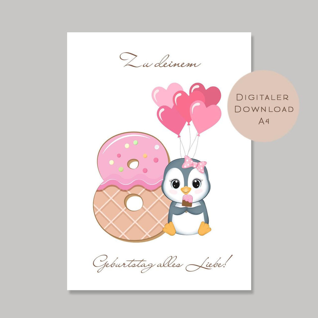 Digital Geldgeschenk 8 Geburtstag achter Geburtstag Geld schenken Geschenk Gutschein Geburtstagsgeschenk Wunscherfüller download A4