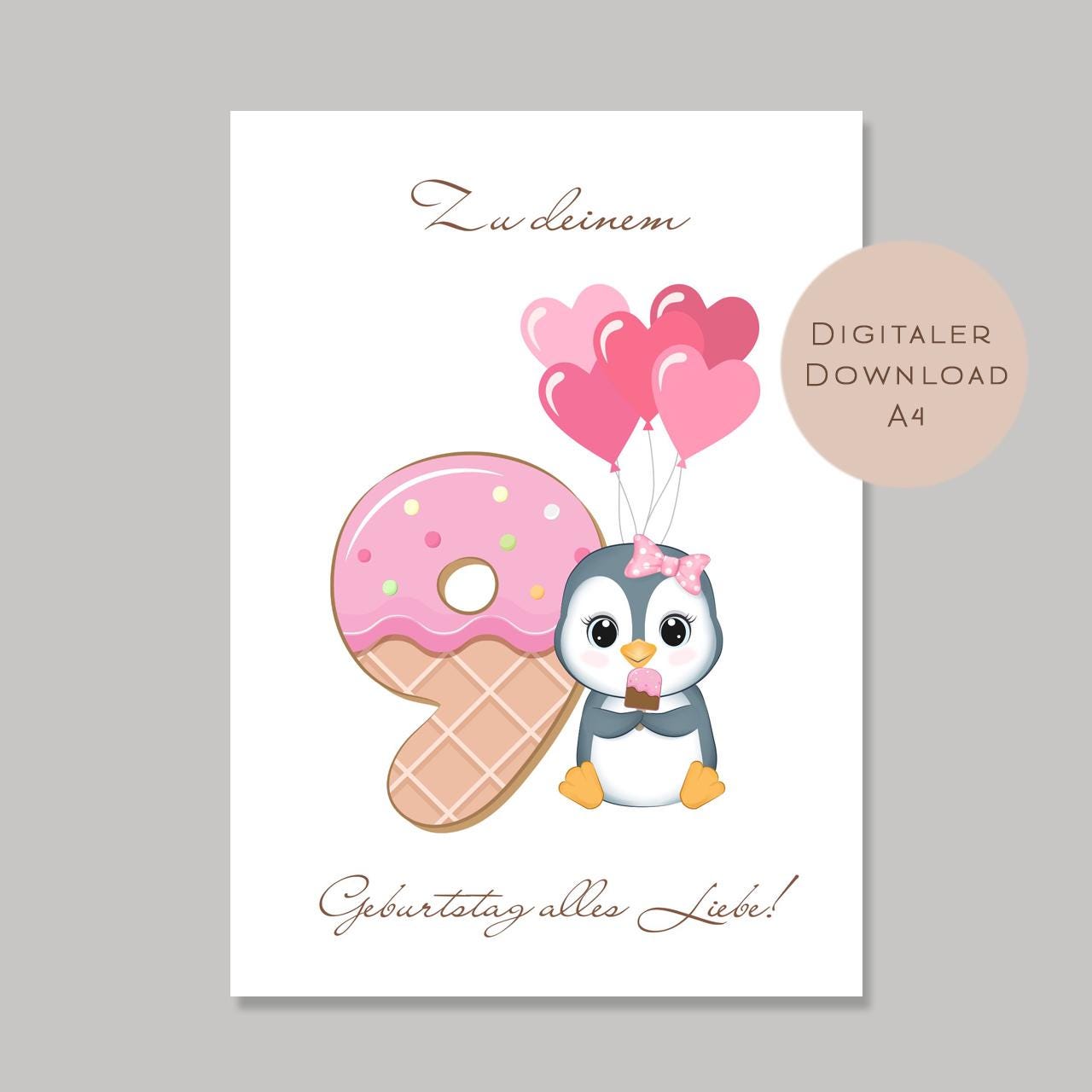 Digital Geldgeschenk 9 Geburtstag neunter Geburtstag Geld schenken Geschenk Gutschein Geburtstagsgeschenk Wunscherfüller download A4