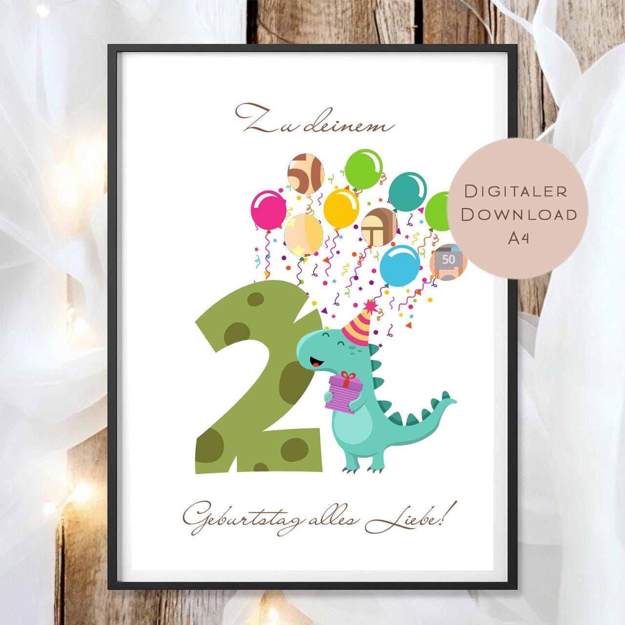 Digital Geldgeschenk 2 Geburtstag zweiter Geburtstag Geld schenken Geschenk Gutschein Geburtstagsgeschenk Wunscherfüller download A4