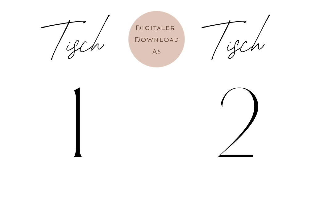 Hochzeit Tischnummern Zahlen 1-20 A5 PDF l Tischordnung Hochzeit Sitzplan l zum Ausdrucken l digitale Tischkarten Hochzeit