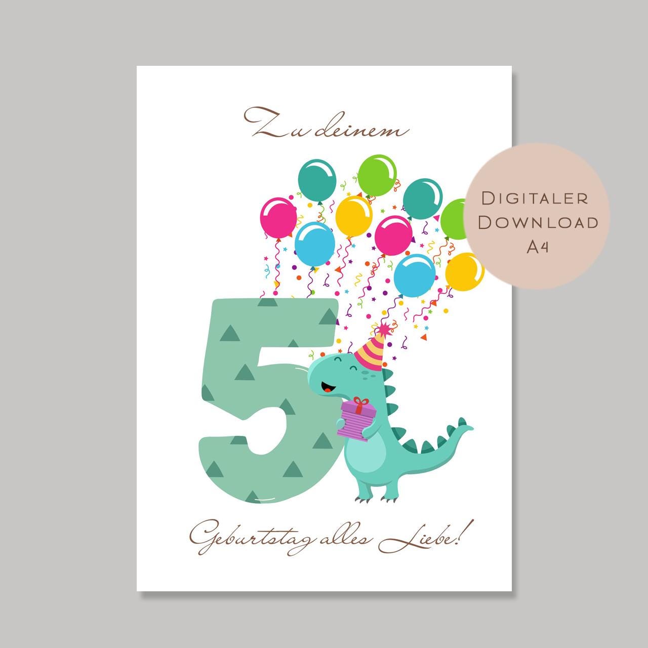 Digital Geldgeschenk 5 Geburtstag fünfter Geburtstag Geld schenken Geschenk Gutschein Geburtstagsgeschenk Wunscherfüller download A4