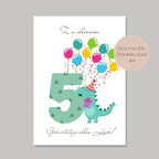 Digital Geldgeschenk 5 Geburtstag fünfter Geburtstag Geld schenken Geschenk Gutschein Geburtstagsgeschenk Wunscherfüller download A4