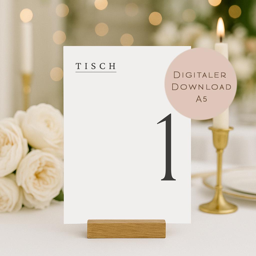 Hochzeit Tischnummern Zahlen 1-20 A5 PDF l Tischordnung Hochzeit Sitzplan l zum Ausdrucken l digitale Tischkarten Hochzeit