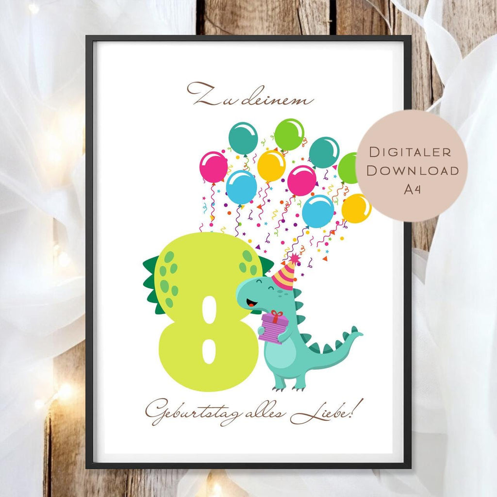 Digital Geldgeschenk 8 Geburtstag achter Geburtstag Geld schenken Geschenk Gutschein Geburtstagsgeschenk Wunscherfüller download A4