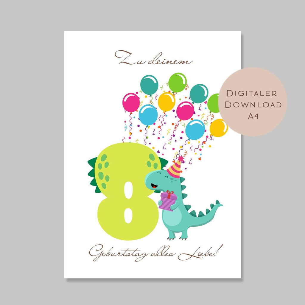 Digital Geldgeschenk 8 Geburtstag achter Geburtstag Geld schenken Geschenk Gutschein Geburtstagsgeschenk Wunscherfüller download A4