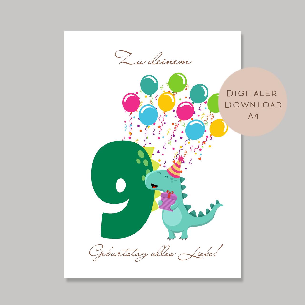 Digital Geldgeschenk 9 Geburtstag neunter Geburtstag Geld schenken Geschenk Gutschein Geburtstagsgeschenk Wunscherfüller download A4