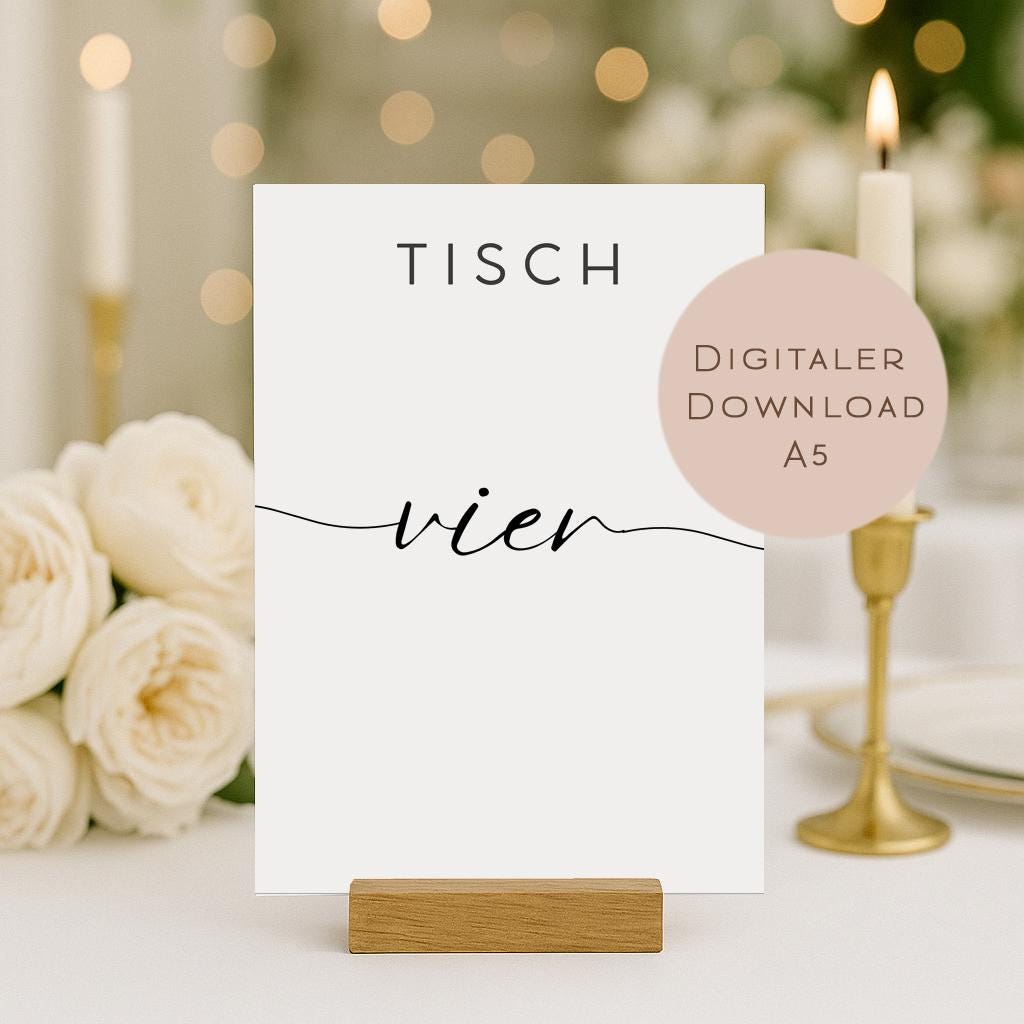 Hochzeit Tischnummern Zahlen 1-20 A5 PDF l Tischordnung Hochzeit Sitzplan l zum Ausdrucken l digitale Tischkarten Hochzeit