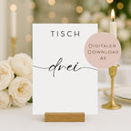 Hochzeit Tischnummern Zahlen 1-20 A5 PDF l Tischordnung Hochzeit Sitzplan l zum Ausdrucken l digitale Tischkarten Hochzeit