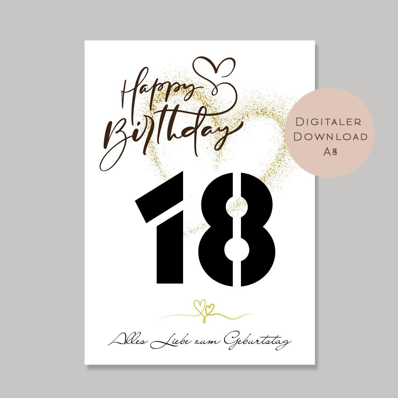 Geldgeschenk zum 18. Geburtstag Geld schenken Geschenk Gutschein Geburtstagsgeschenk Wunscherfüller zum sofort ausdrucken download PDF A4