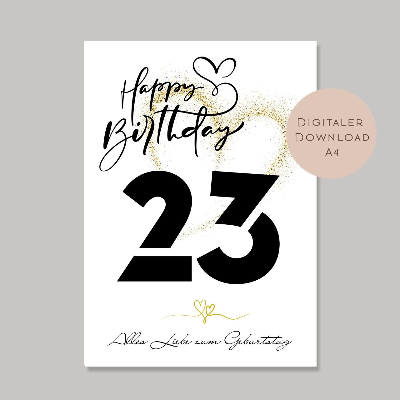 Geldgeschenk zum 23. Geburtstag Geld schenken Geschenk Gutschein Geburtstagsgeschenk Wunscherfüller zum sofort ausdrucken download PDF A4