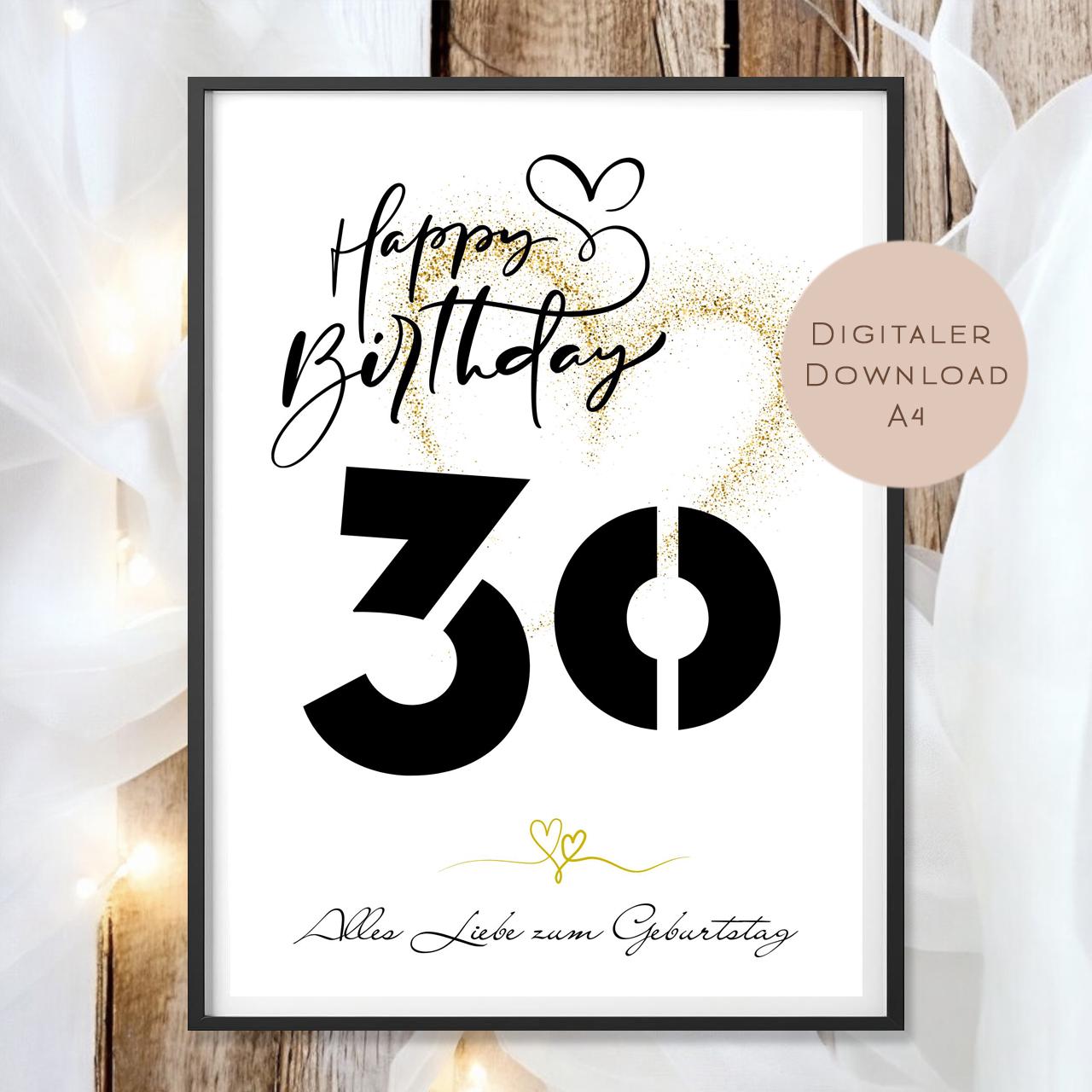 Geldgeschenk zum 30. Geburtstag Geld schenken Geschenk Gutschein Geburtstagsgeschenk Wunscherfüller zum sofort ausdrucken download PDF A4