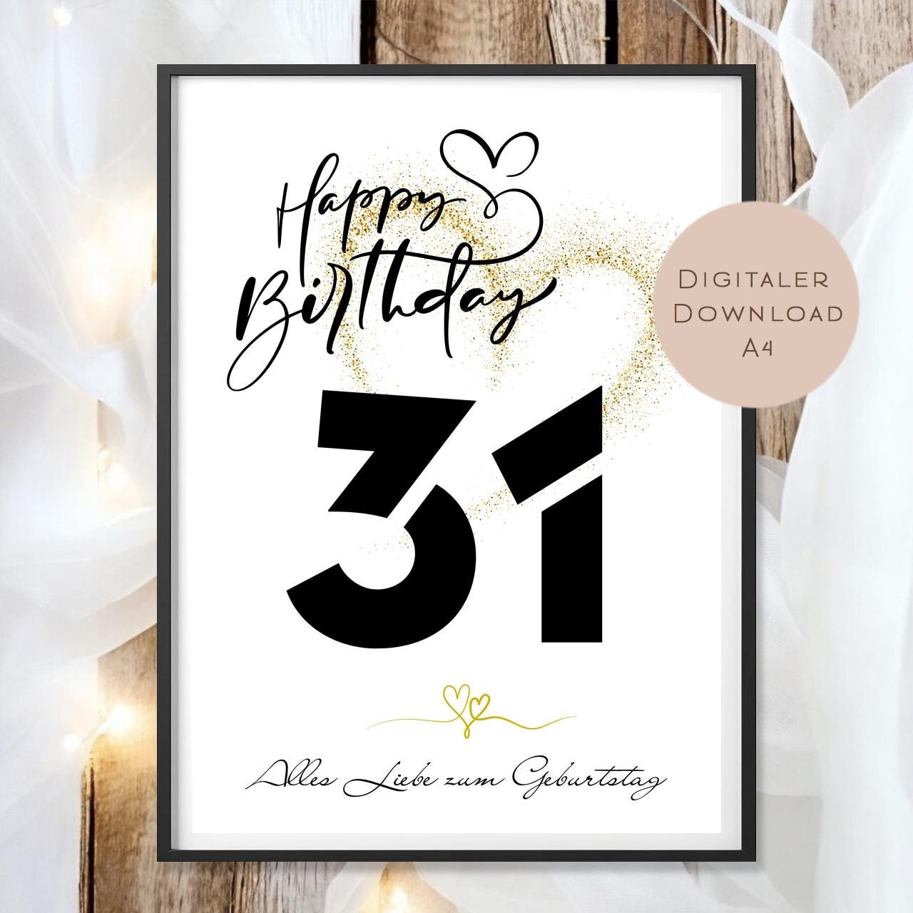 Geldgeschenk zum 31. Geburtstag Geld schenken Geschenk Gutschein Geburtstagsgeschenk Wunscherfüller zum sofort ausdrucken download PDF A4