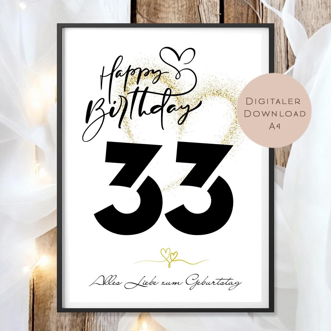 Geldgeschenk zum 33. Geburtstag Geld schenken Geschenk Gutschein Geburtstagsgeschenk Wunscherfüller zum sofort ausdrucken download PDF A4